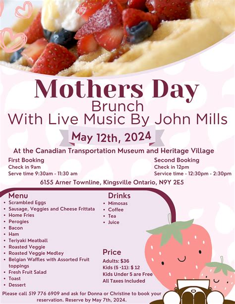 Mothers Day Brunch - Canadian Transportation Museum & Heritage Village