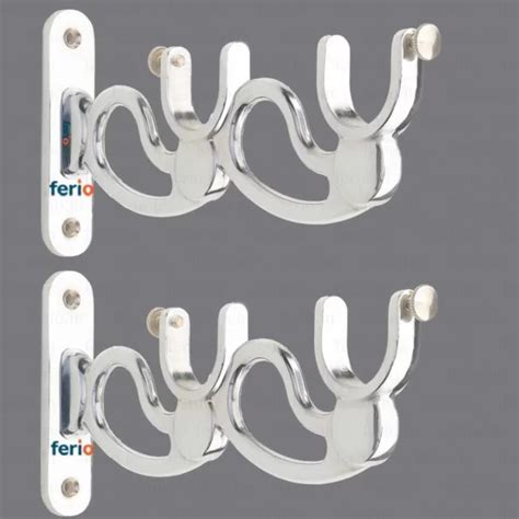 Chrome Finish Curtain Brackets Double Rod Holder Zinc Alloy