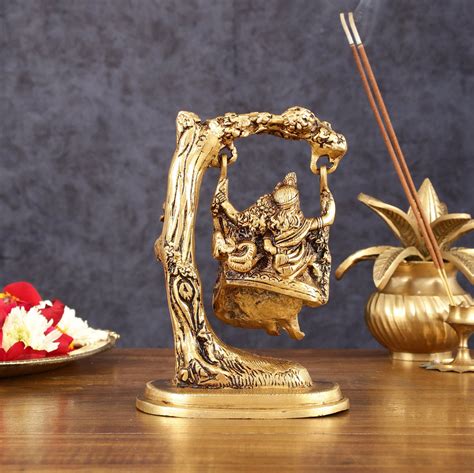 Brass Radha Krishna Swing Idol - 7" Height – Budhshiv.com