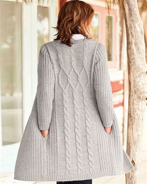 Longline Cable Cardigan | Cardigans for women, Ladies cardigan knitting ...