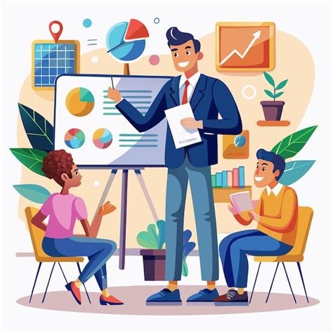 Businessman presents charts graphs to clients in meeting | Premium AI ...