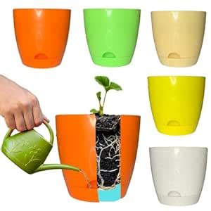 Self Watering Plastic Planter Pots for Indoor and Outdoor Plants ...