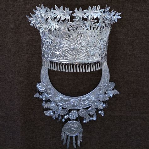 [USD 50.28] Guizhou Miao Miao silver headdress necklace minority silver ...