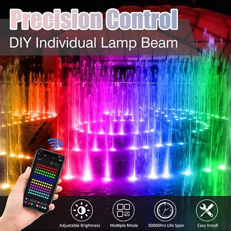 1 lampe sous-marine RVB à 6 têtes - télécommande et application ...