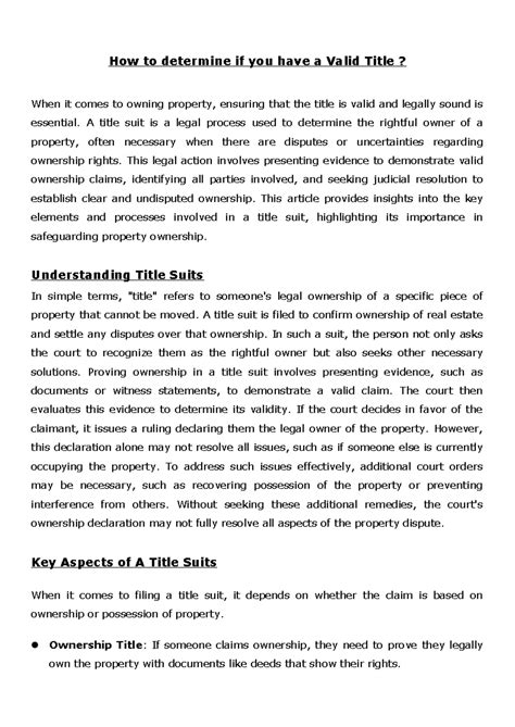 How to determine if you have a Valid Title Suit - A title suit is a ...