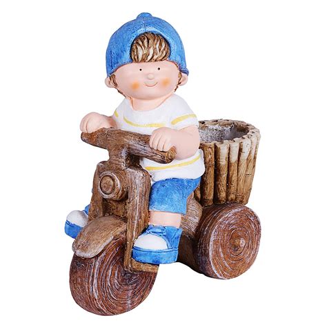 Wonderland Boy riding bike planter, planters for garden pots and ...