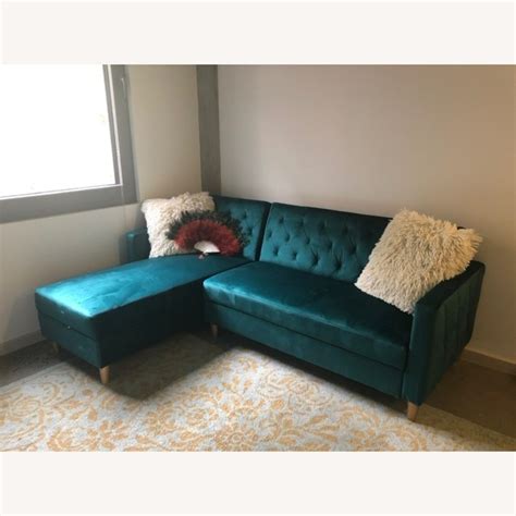 Wayfair Velvet Green Liberty Sectional Sofa w/ Storage - AptDeco