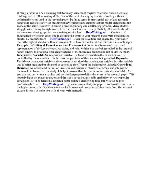 Image result for Definition of Terms Sample Format