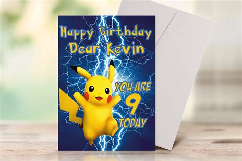 ANY AGE Pikachu Birthday Card - Personalised Birthday Card . - Etsy UK