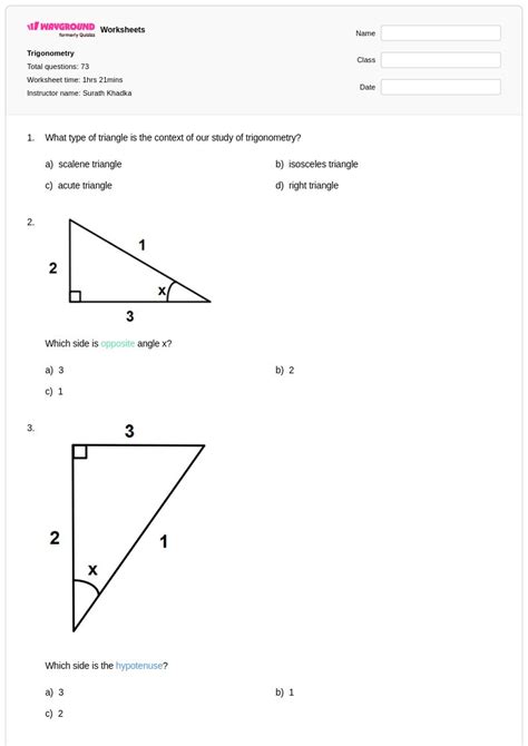 50+ Trigonometric Ratios Sin, Cos, Tan, Csc, Sec and Cot worksheets for ...