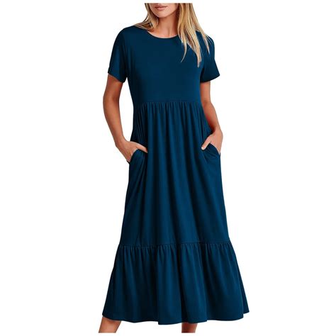 Penkiiy Maxi Dresses for Women 2024 Casual Summer Short Sleeve Sundress ...