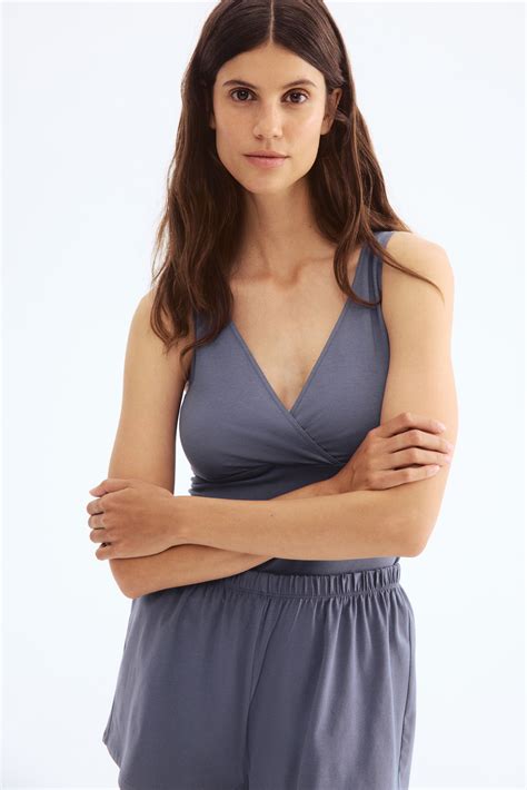 MAMA Cotton nursing pyjamas - Pigeon blue - Ladies | H&M IN