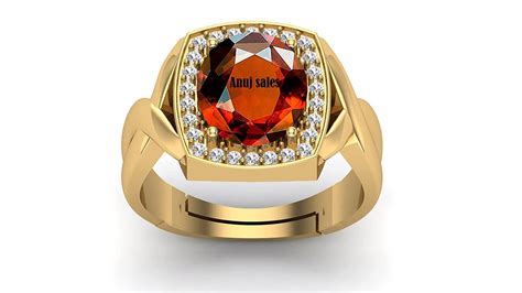 ANUJ SALES 17.25 Ratti Natural Gomed Stone Astrological Gold Ring ...