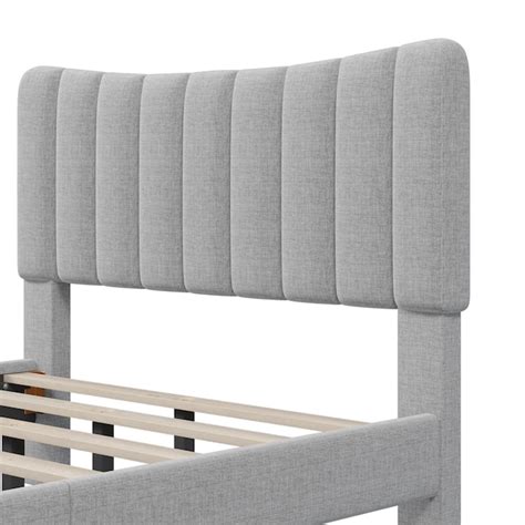 GZMR Full Upholstered Platform Bed Frame Gray Full Wood Bed Frame in ...