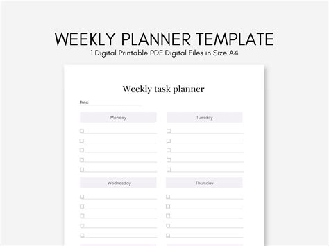Weekly Task Planner, Weekly Planner Printable, Minimal Weekly Schedule Template, Weekly to Do ...