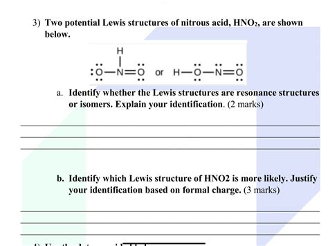 Solved Two potential Lewis structures of nitrous acid, HNO2, | Chegg.com