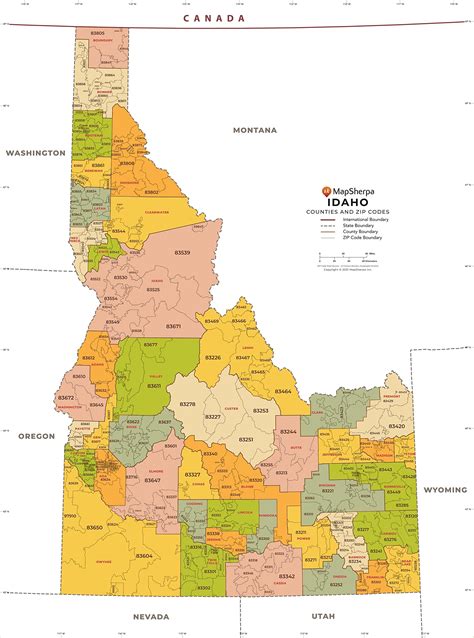 Buy SherpaIdaho ZIP Code with Counties - Extra Large - 60" x 81" Paper ...