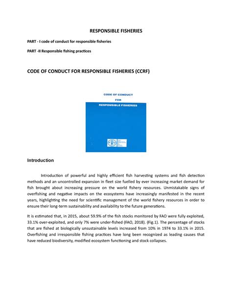 Code of conduct for responsible fisheries - Unmistakable signs of ...