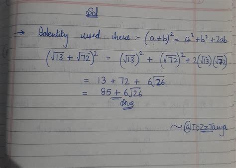 (√13+√72)^2=? please solve this anwer . you will be marked as ...