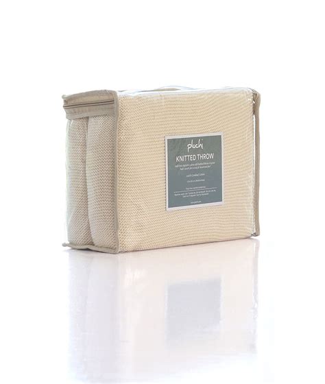 Transfer Knit Cotton Knitted All Season AC Throw Blanket (Natural ...