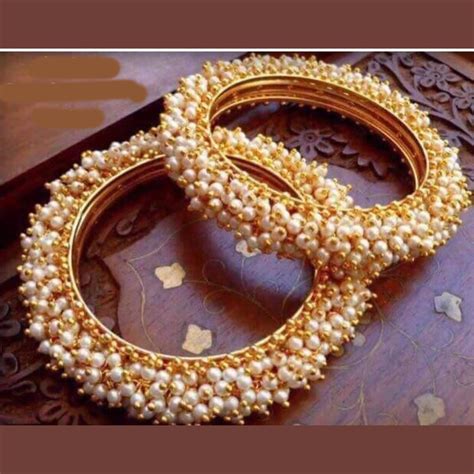 India Art Gold Plated Pearls Bangle Set – JewelEMarket