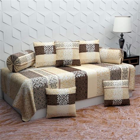 Decora Emporium Cotton Diwan Set Combo with 5 Pieces Cushions and 2 ...