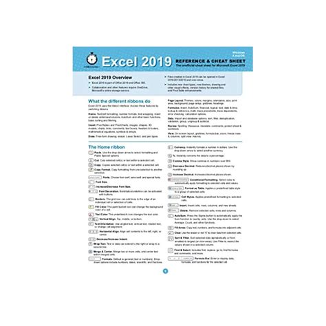 Buy Excel 2019 Reference and Cheat Sheet: The unofficial cheat sheet ...