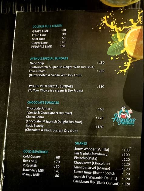 Menu at Ayshu's Culinary Restaurant, Kanjirappally