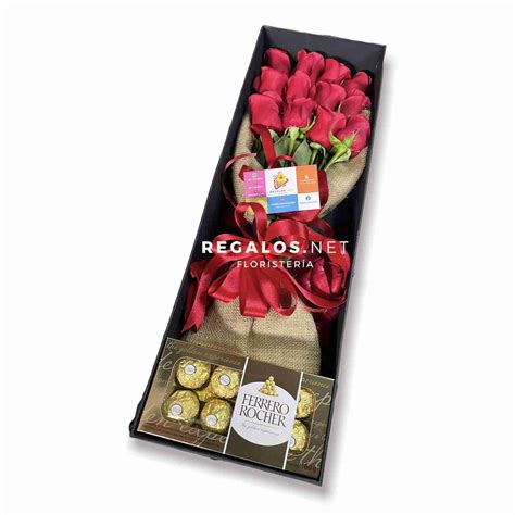 Bouquets en caja tipo engalanado con caja chocolates ferrero roche ...