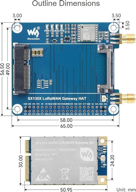 Buy Waveshare SX1303 868M LoRaWAN Gateway Module for Raspberry Pi ...