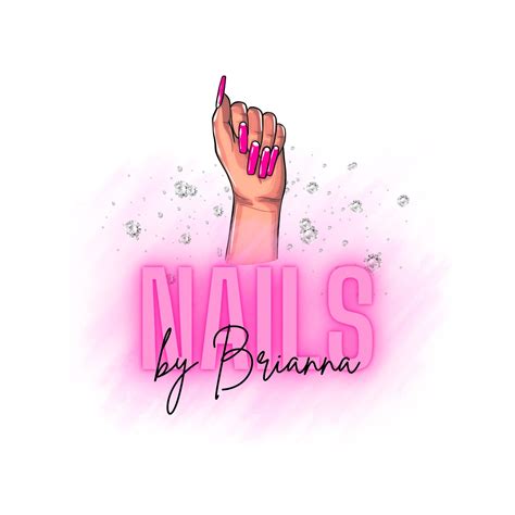 Nail Tech Logo Design, Nail Logo, Logo for Business, Pink Neon Clipart, Hand With Manicure ...