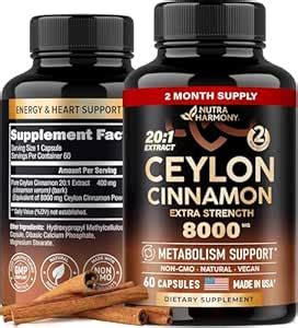 Ceylon Cinnamon Capsules - 8000 mg, Extra Strength - Energy, Heart ...