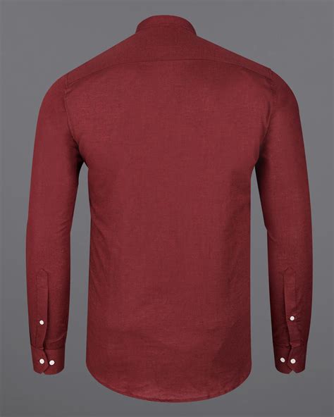 Nutmeg Red Formal/Casual Plain-Solid Premium Linen Shirt For Men