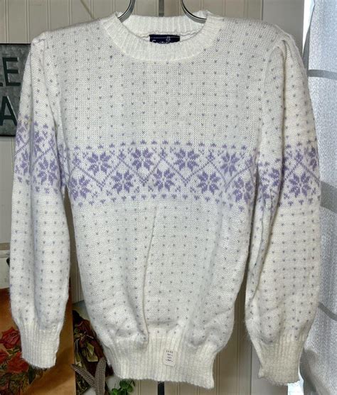 Vintage 1980s Excitations Pastel Purple Snowflake Christmas Sweater ...