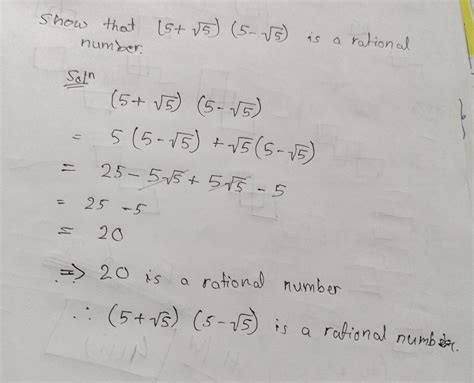 Show that (5+√5) (5-√5) is a, rational number - Brainly.in
