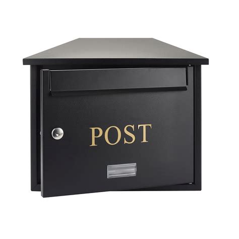 Letter Catcher Large Letterbox - Black High Security Metal Wall Mounted ...