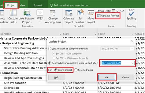 Image result for Microsoft Project Schedule Update Progress