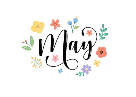 Handgezeichnete Mai-Monats-Schriftzug-Typografie für Cover-Poster ...