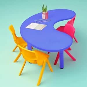 eHomeKart Moon Table for Kids - Half Round Moon Shape Plastic Table ...