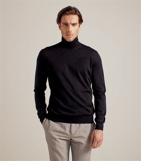 TURTLENECK WOOL SILK CASHMERE - BLACK