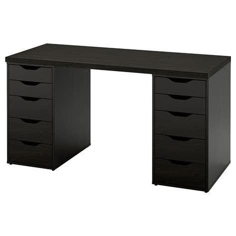 LAGKAPTEN / ALEX desk, black-brown, 140x60 cm (551/8x235/8") - IKEA