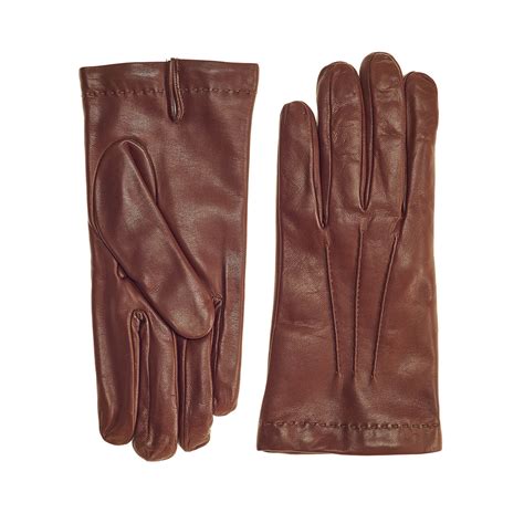 Men's Cognac Cashmere Lined Nappa Leather Gloves | Leather Gloves ...