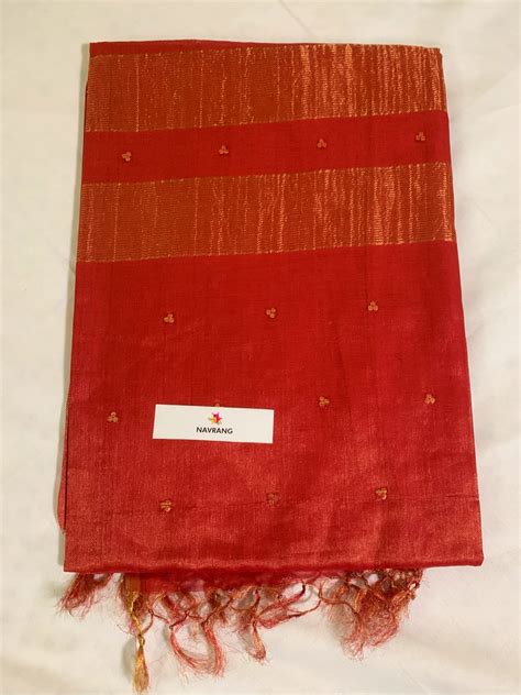 Woven Sequin Orange Tissue Saree – Navrangstyle