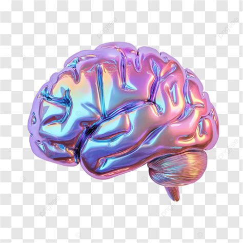 Futuristic Iridescent Human Brain Model On Isolated Transparent ...