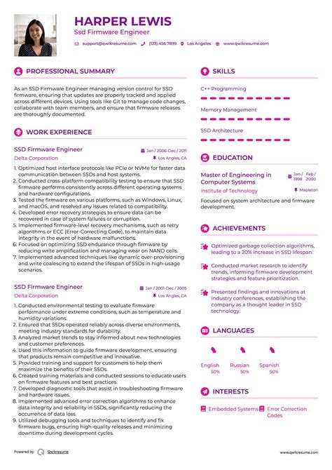 10+ Ssd Firmware Engineer Resume Samples & Templates for 2025