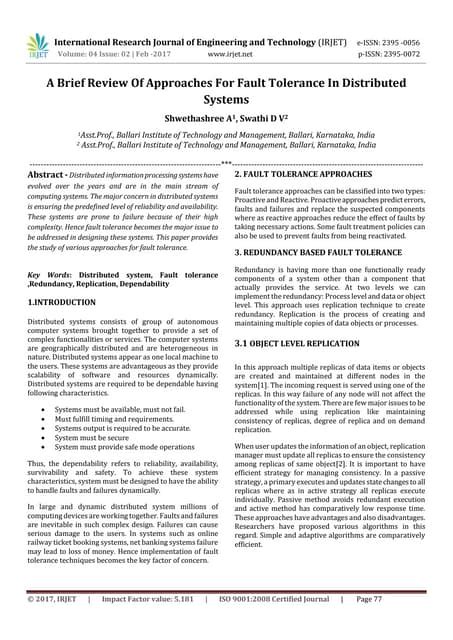 Image result for Fault Tolerance in Distributed Systems