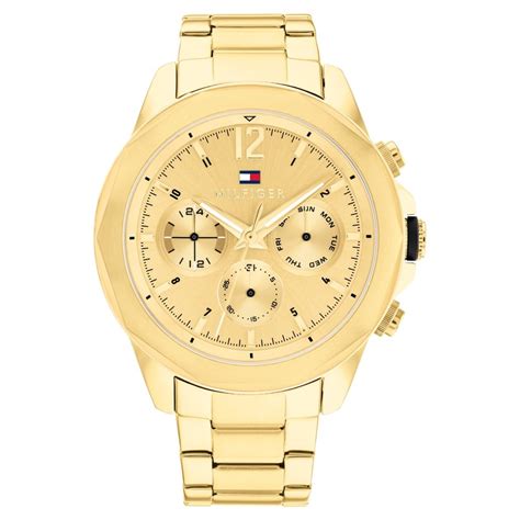 Buy Online Tommy Hilfiger Gold Dial Golden Stainless Steel Strap Watch ...