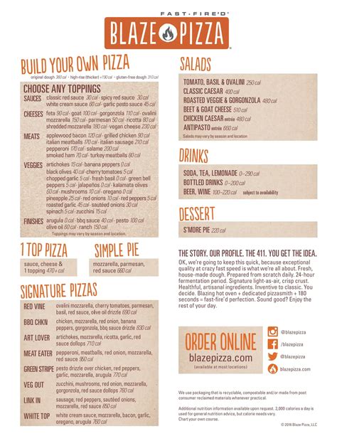 Blaze Pizza Menu with Prices and Reviews