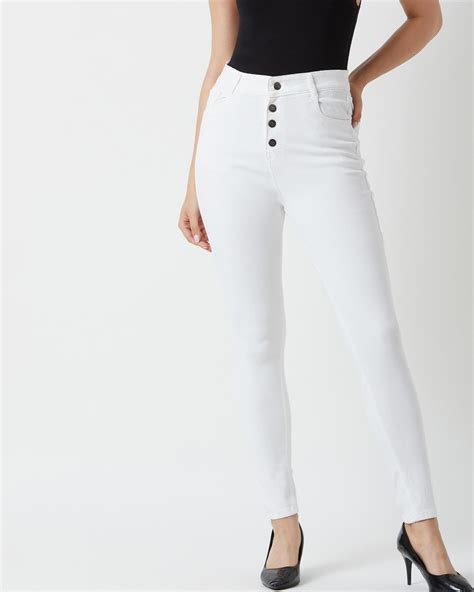 Buy Women's White Skinny Fit Jeans Online at Bewakoof