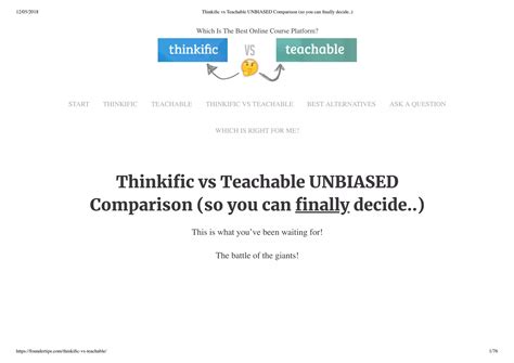 Thinkific vs teachable unbiased comparison (so you can finally decide ...